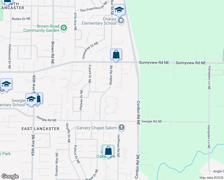 map of restaurants, bars, coffee shops, grocery stores, and more near 1820 Walker Road Northeast in Salem