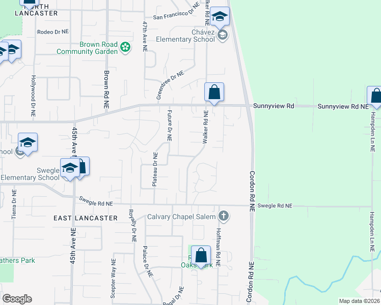 map of restaurants, bars, coffee shops, grocery stores, and more near 4853 Future Road Northeast in Salem