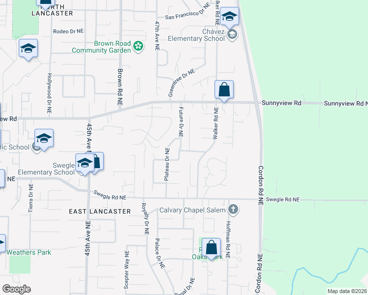 map of restaurants, bars, coffee shops, grocery stores, and more near 4785 Future Drive Northeast in Salem