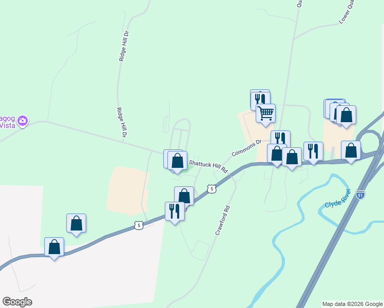 map of restaurants, bars, coffee shops, grocery stores, and more near 178 Shattuck Hill Road in Newport