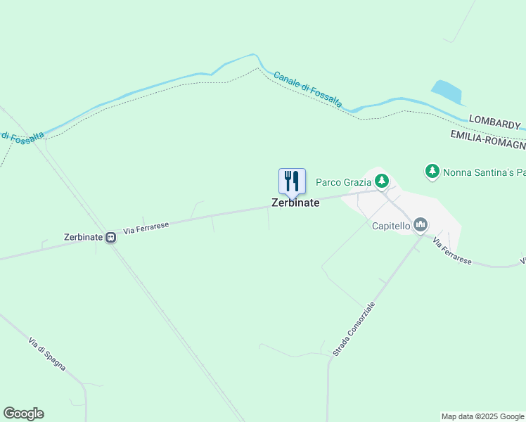 map of restaurants, bars, coffee shops, grocery stores, and more near 132 Via Ferrarese in Zerbinate