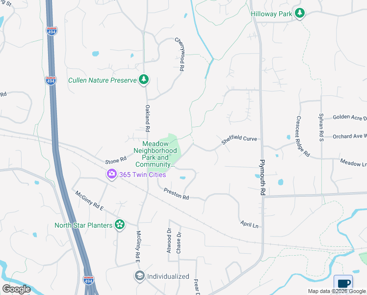 map of restaurants, bars, coffee shops, grocery stores, and more near 13304 Stone Road in Hopkins