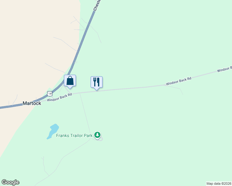 map of restaurants, bars, coffee shops, grocery stores, and more near 164 Windsor Back Road in Windsor