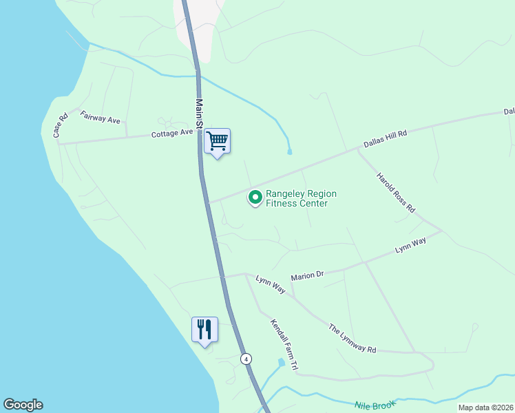 map of restaurants, bars, coffee shops, grocery stores, and more near 25 Dallas Hill Road in Rangeley