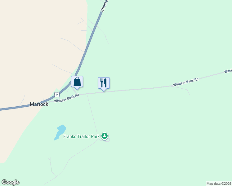 map of restaurants, bars, coffee shops, grocery stores, and more near 164 Windsor Back Road in Windsor