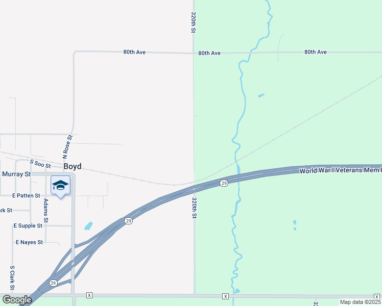 map of restaurants, bars, coffee shops, grocery stores, and more near 315 North Boundary Road in Boyd