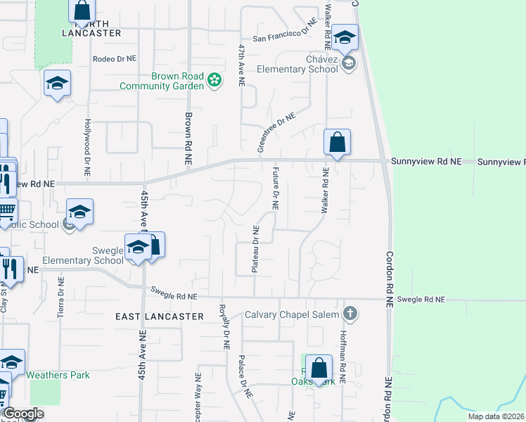 map of restaurants, bars, coffee shops, grocery stores, and more near 1869 Plateau Drive Northeast in Salem