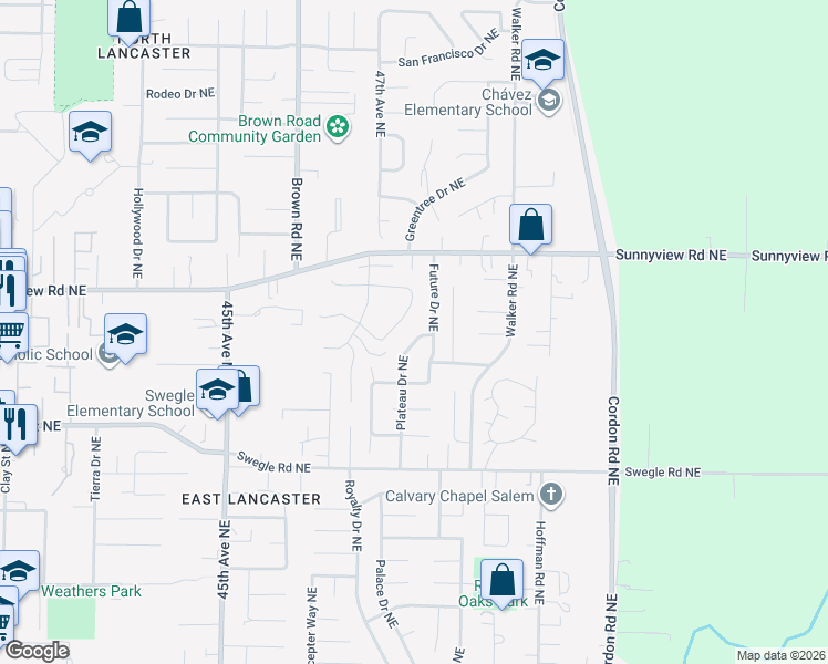 map of restaurants, bars, coffee shops, grocery stores, and more near 1869 Plateau Drive Northeast in Salem