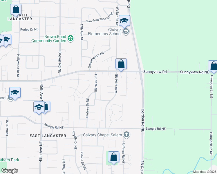 map of restaurants, bars, coffee shops, grocery stores, and more near 1937 Walker Road Northeast in Salem