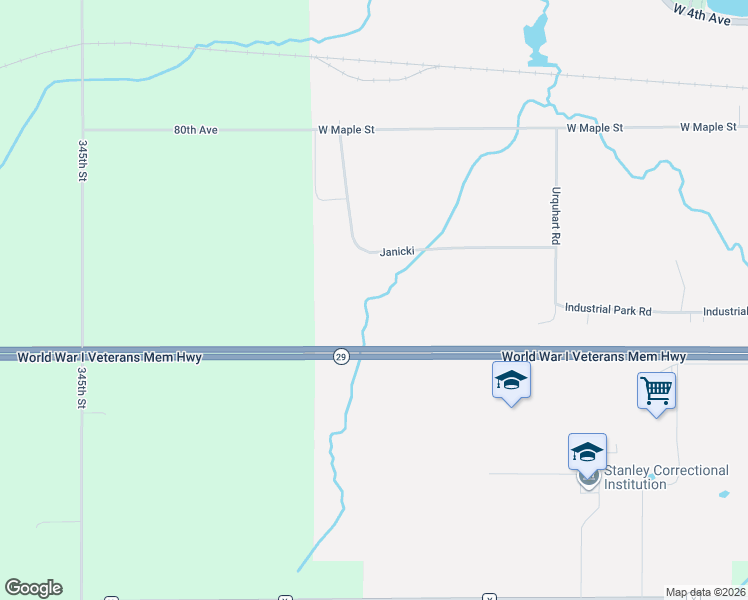map of restaurants, bars, coffee shops, grocery stores, and more near 802 Janicki in Stanley