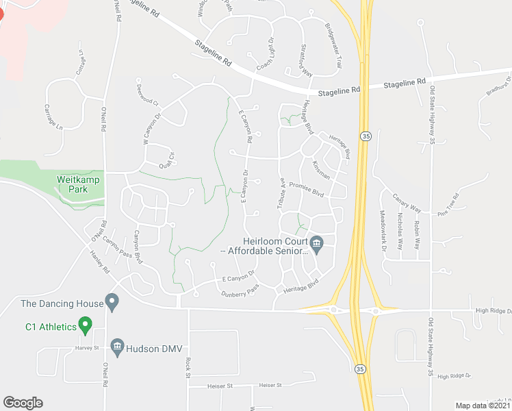 map of restaurants, bars, coffee shops, grocery stores, and more near 74 Springhill Bay in Hudson