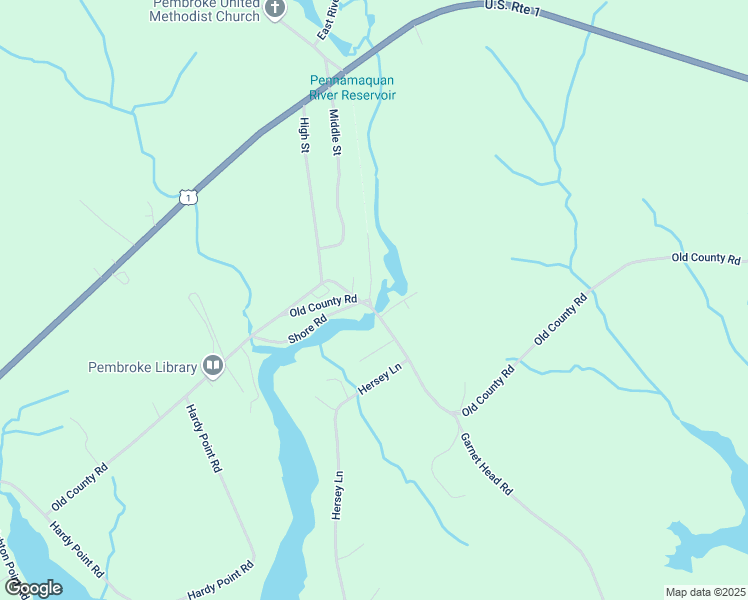 map of restaurants, bars, coffee shops, grocery stores, and more near 83 Front Street in Pembroke