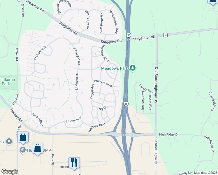 map of restaurants, bars, coffee shops, grocery stores, and more near 1 Patron Boulevard in Hudson