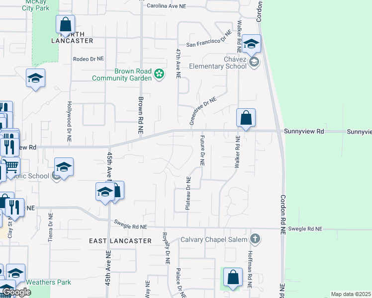 map of restaurants, bars, coffee shops, grocery stores, and more near 4718 Deepwood Loop Northeast in Salem