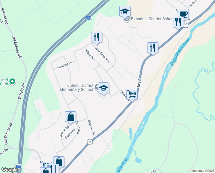 map of restaurants, bars, coffee shops, grocery stores, and more near 18 Bona Crescent in Enfield
