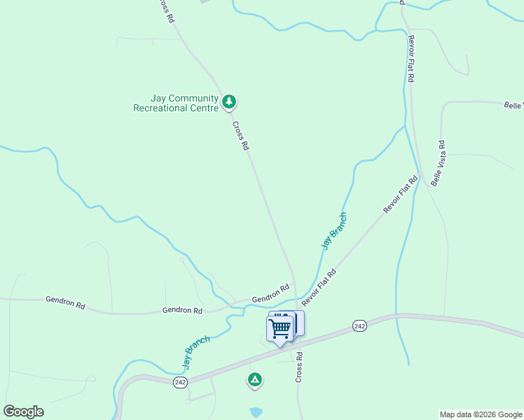 map of restaurants, bars, coffee shops, grocery stores, and more near 1901 Cross Road in Jay