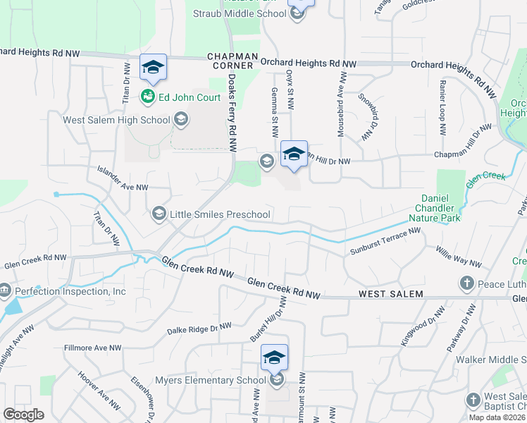 map of restaurants, bars, coffee shops, grocery stores, and more near 2259 Ptarmigan Street Northwest in Salem