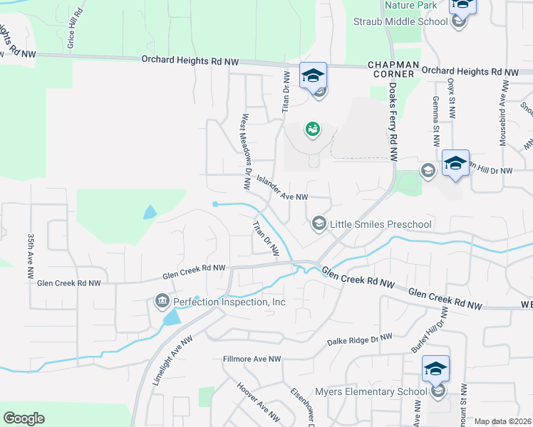 map of restaurants, bars, coffee shops, grocery stores, and more near West Meadows Drive Northwest in Salem