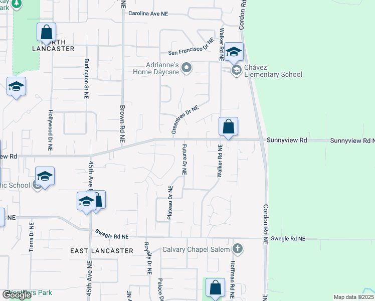 map of restaurants, bars, coffee shops, grocery stores, and more near 1964 Future Drive Northeast in Salem