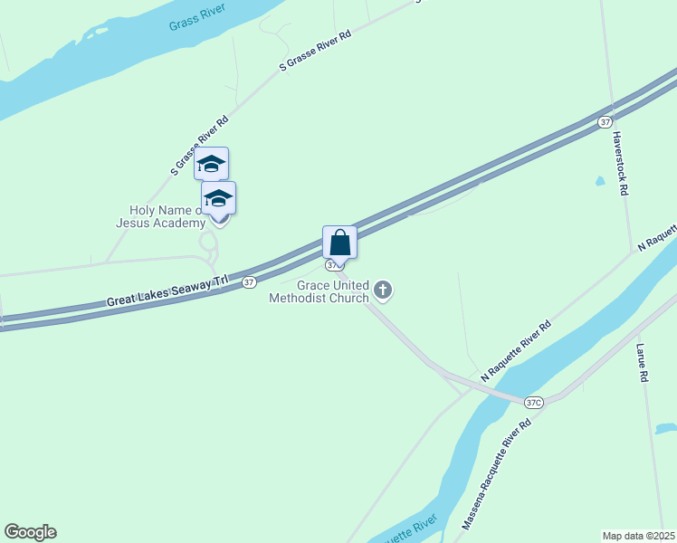 map of restaurants, bars, coffee shops, grocery stores, and more near 11 New York 37C in Massena