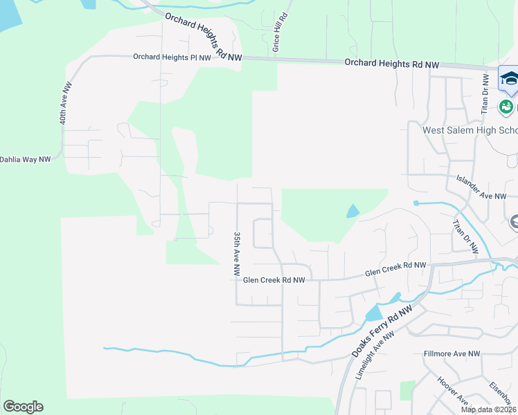 map of restaurants, bars, coffee shops, grocery stores, and more near 3436 Osage Drive Northwest in Salem