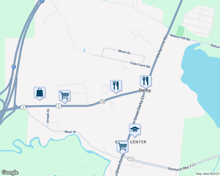 map of restaurants, bars, coffee shops, grocery stores, and more near 104 Kingsbury Circle in Derby