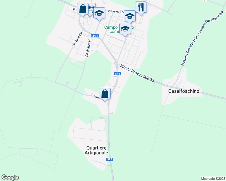 map of restaurants, bars, coffee shops, grocery stores, and more near 16 Strada Provinciale 8 in Sissa Trecasali