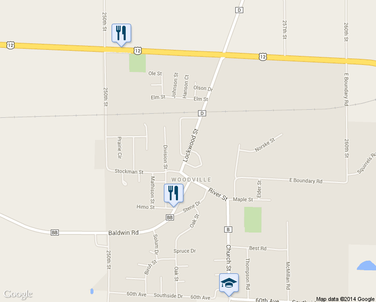 map of restaurants, bars, coffee shops, grocery stores, and more near 241 Johnson Street in Woodville