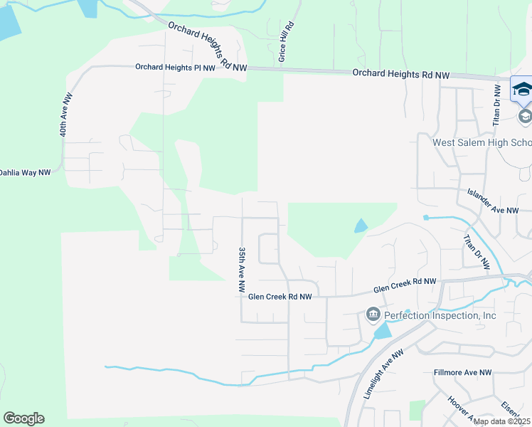 map of restaurants, bars, coffee shops, grocery stores, and more near 3464 Archer Court Northwest in Salem