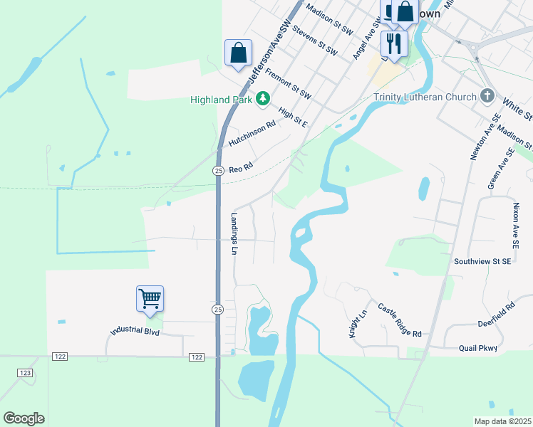 map of restaurants, bars, coffee shops, grocery stores, and more near 1200 Waters Way in Watertown
