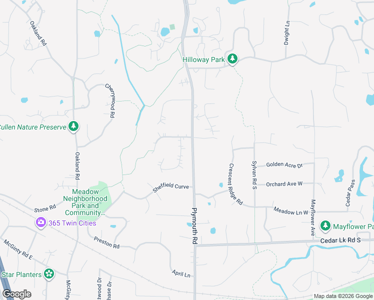 map of restaurants, bars, coffee shops, grocery stores, and more near 2521 Abbey Hill Drive in Hopkins