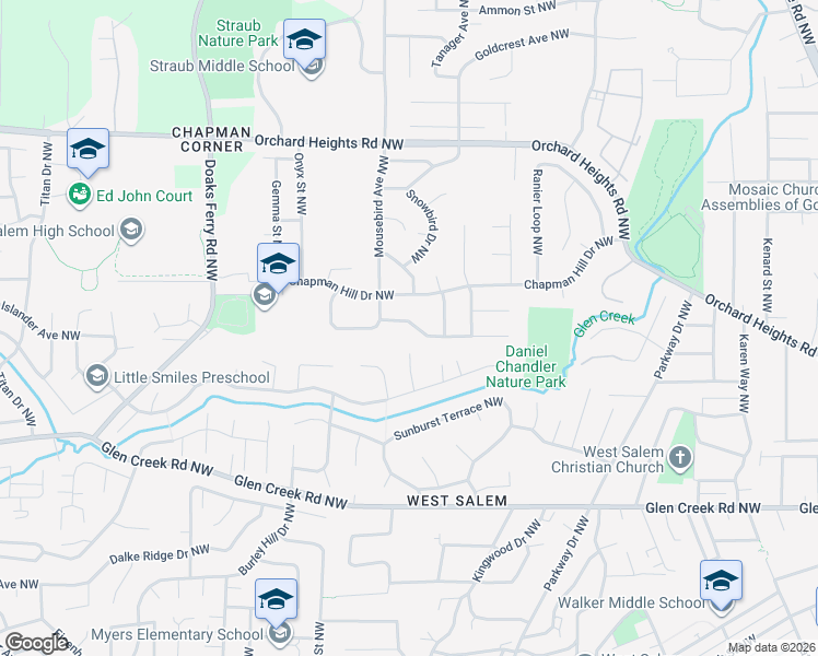 map of restaurants, bars, coffee shops, grocery stores, and more near 1818 Olympia Ave NW in Salem