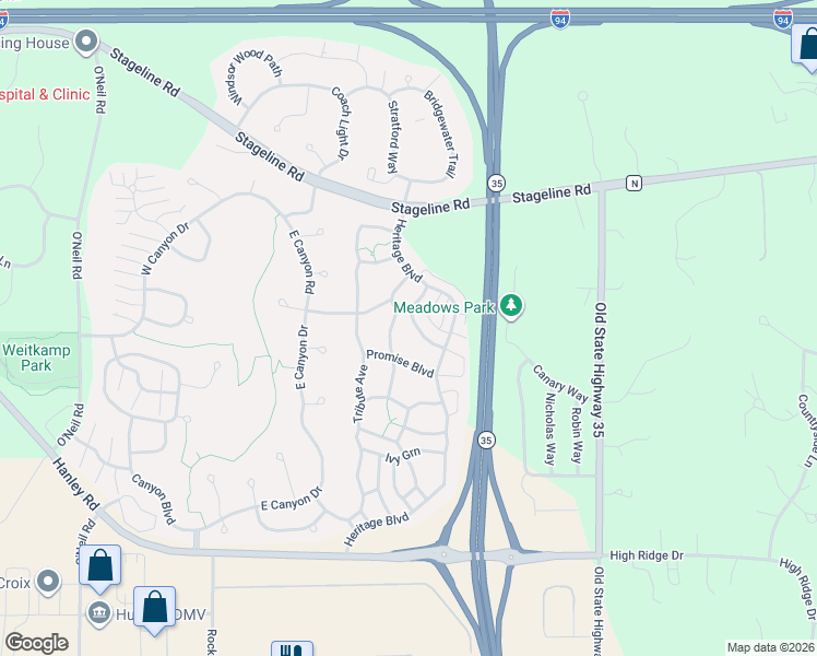 map of restaurants, bars, coffee shops, grocery stores, and more near 46 Promenade in Hudson
