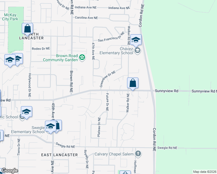 map of restaurants, bars, coffee shops, grocery stores, and more near 4793 Sunnyview Road Northeast in Salem