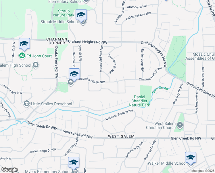 map of restaurants, bars, coffee shops, grocery stores, and more near 1818 Olympia Avenue Northwest in Salem