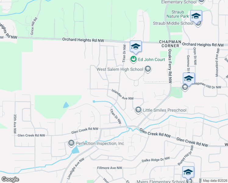 map of restaurants, bars, coffee shops, grocery stores, and more near 2746 Islander Avenue Northwest in Salem