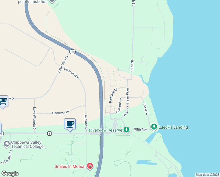 map of restaurants, bars, coffee shops, grocery stores, and more near 1409 Coventry Lane in Chippewa Falls
