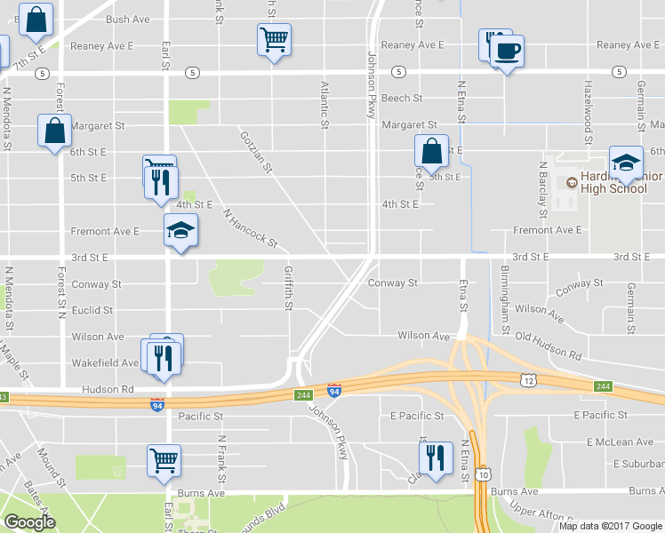 map of restaurants, bars, coffee shops, grocery stores, and more near 509 Gotzian Street in Saint Paul