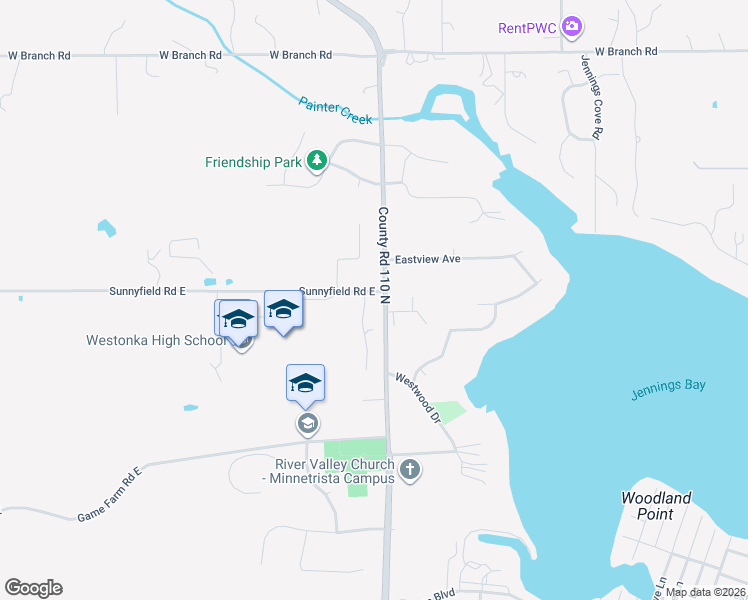 map of restaurants, bars, coffee shops, grocery stores, and more near 1200 Langewood Drive in Mound
