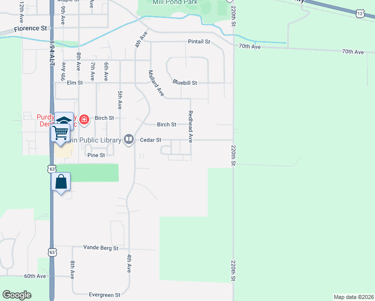map of restaurants, bars, coffee shops, grocery stores, and more near 280 Cedar Street in Baldwin