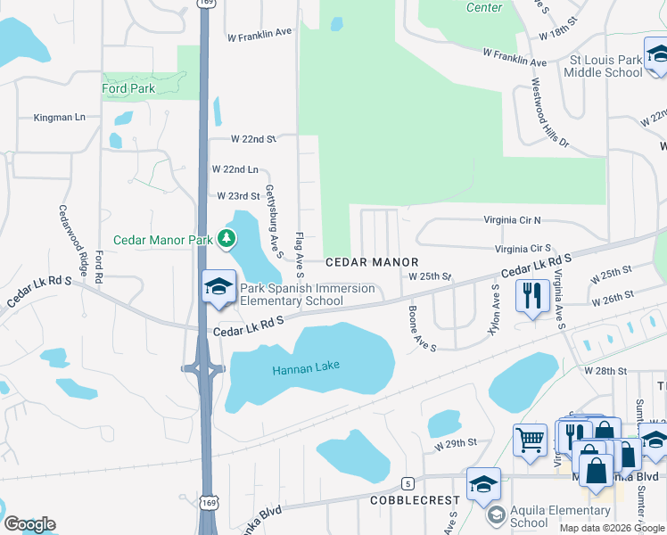 map of restaurants, bars, coffee shops, grocery stores, and more near 9015 Club Road in Minneapolis