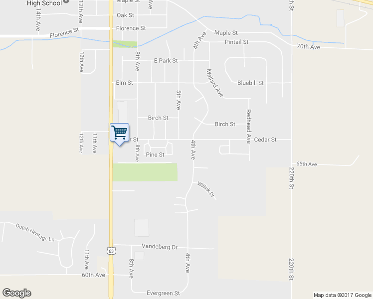 map of restaurants, bars, coffee shops, grocery stores, and more near 400 Cedar Street in Baldwin