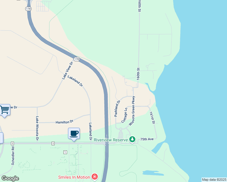 map of restaurants, bars, coffee shops, grocery stores, and more near 1224 Coventry Lane in Chippewa Falls