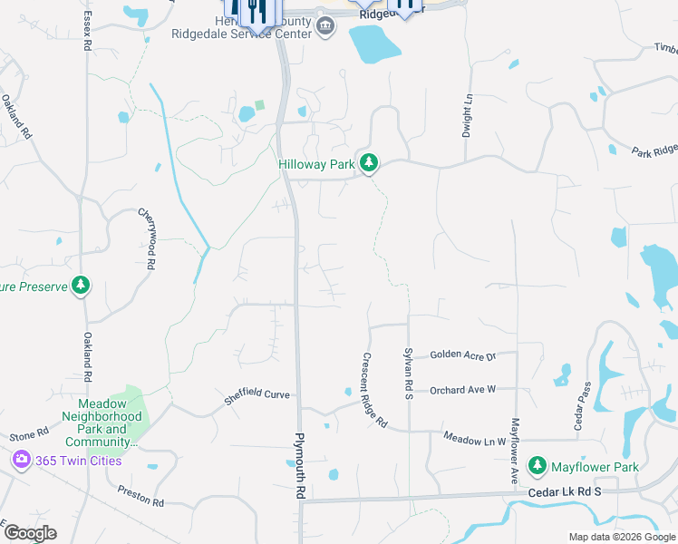 map of restaurants, bars, coffee shops, grocery stores, and more near 2461 Emerald Trail in Hopkins