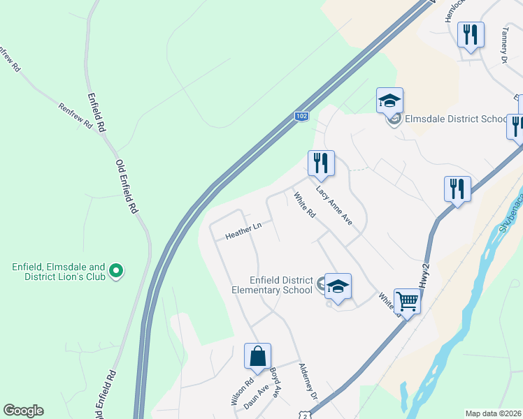 map of restaurants, bars, coffee shops, grocery stores, and more near 46 Carriage Lane in Enfield