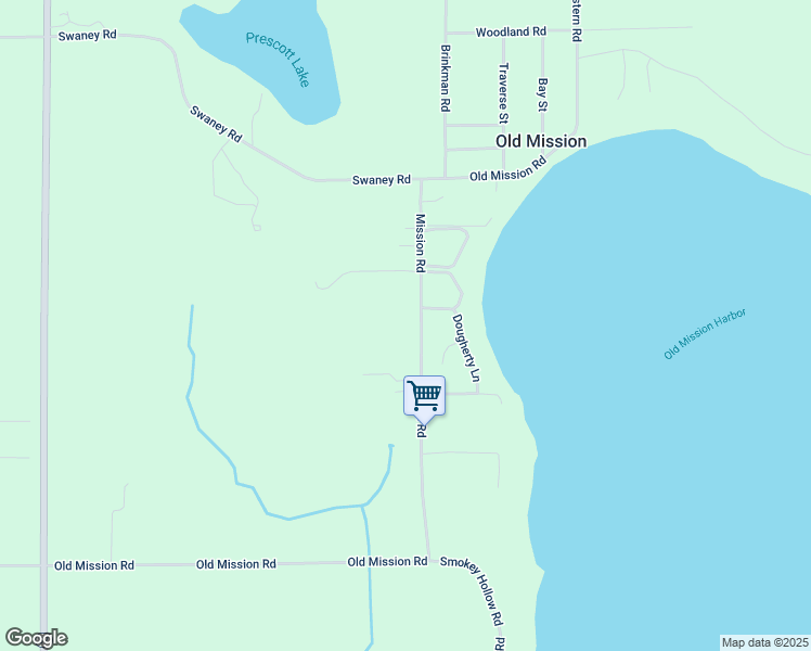 map of restaurants, bars, coffee shops, grocery stores, and more near 18459 Mission Road in Traverse City