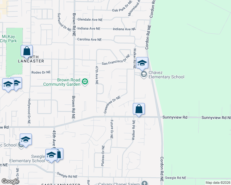 map of restaurants, bars, coffee shops, grocery stores, and more near 2354 Greentree Court Northeast in Salem