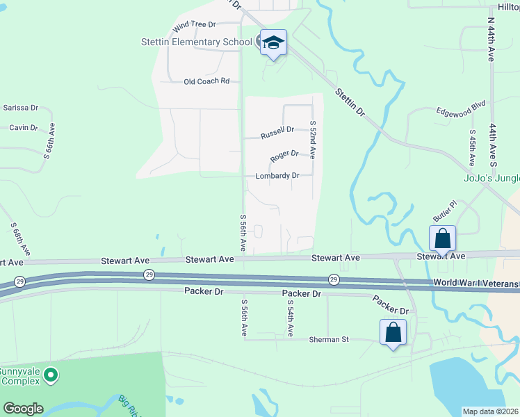map of restaurants, bars, coffee shops, grocery stores, and more near 5502 Arbor Court in Wausau