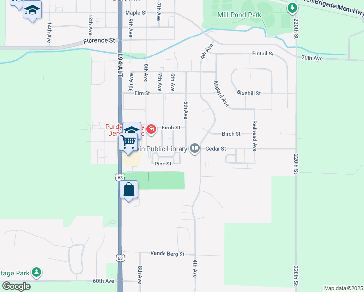 map of restaurants, bars, coffee shops, grocery stores, and more near 1730 6th Avenue in Baldwin
