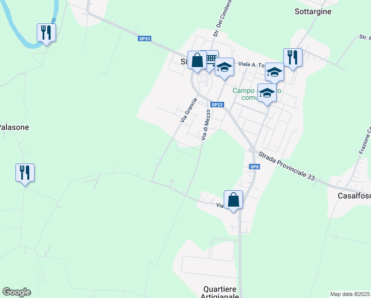 map of restaurants, bars, coffee shops, grocery stores, and more near 9 Via Mario Bosi in Sissa Trecasali